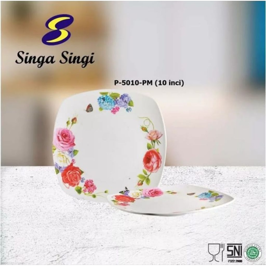 PIRING MOTIF  MELAMIN KOTAK 10INCH