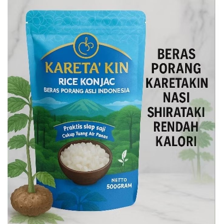 

KARETA' KIN Beras Porang Instan Pouch 500gr – Nasi Shirataki Konjac Rice