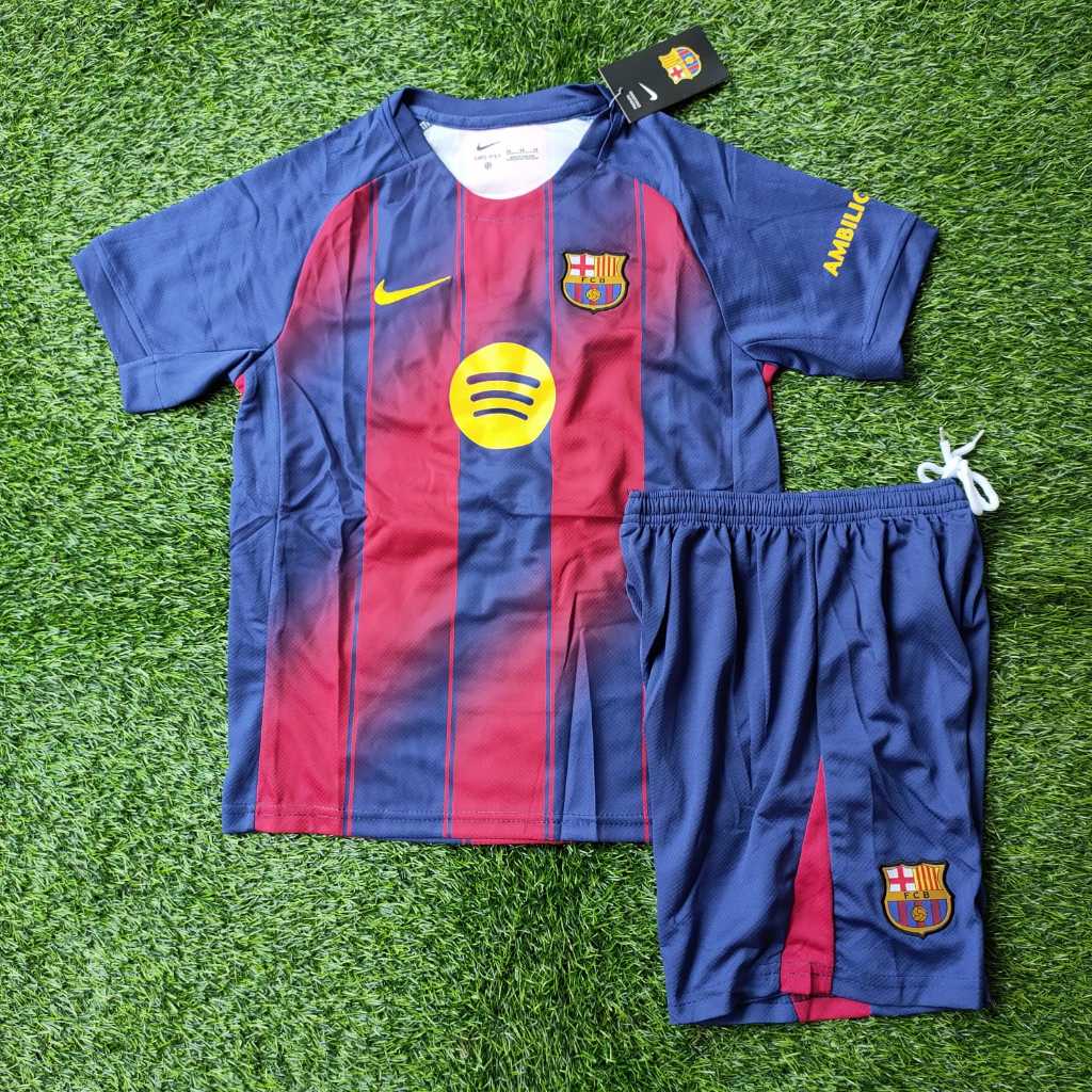 Jersey Kids Barcelona Home 2025 2026 Grade Ori Baju Bola Anak Barca 3 4 5 6 7 8 9 10 11 12 13 Tahun