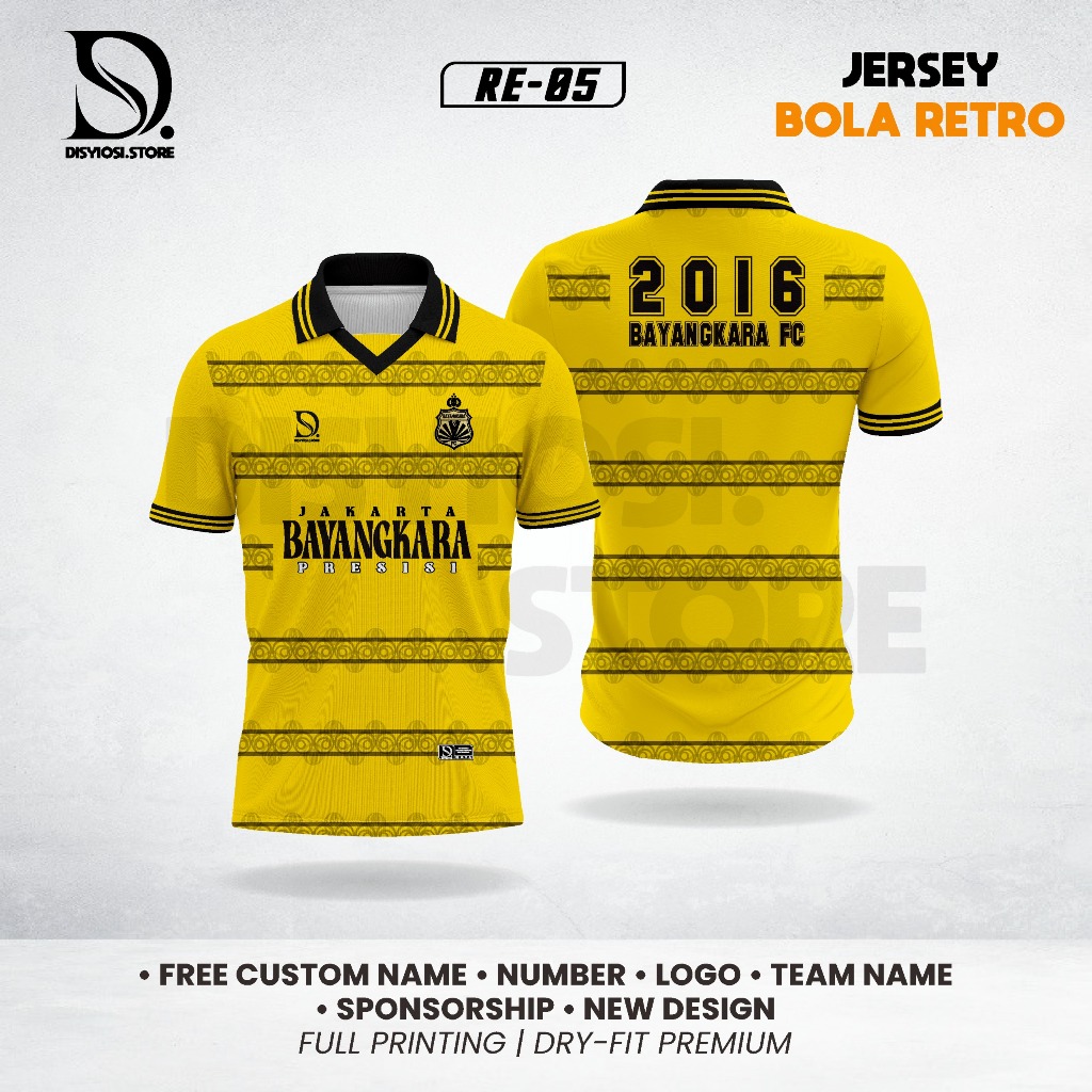 Baju Bola Retro Bhayangkara Presisi FC Lampung | Jersey Retro  Bhayangkara Presisi FC Lampung Fans C
