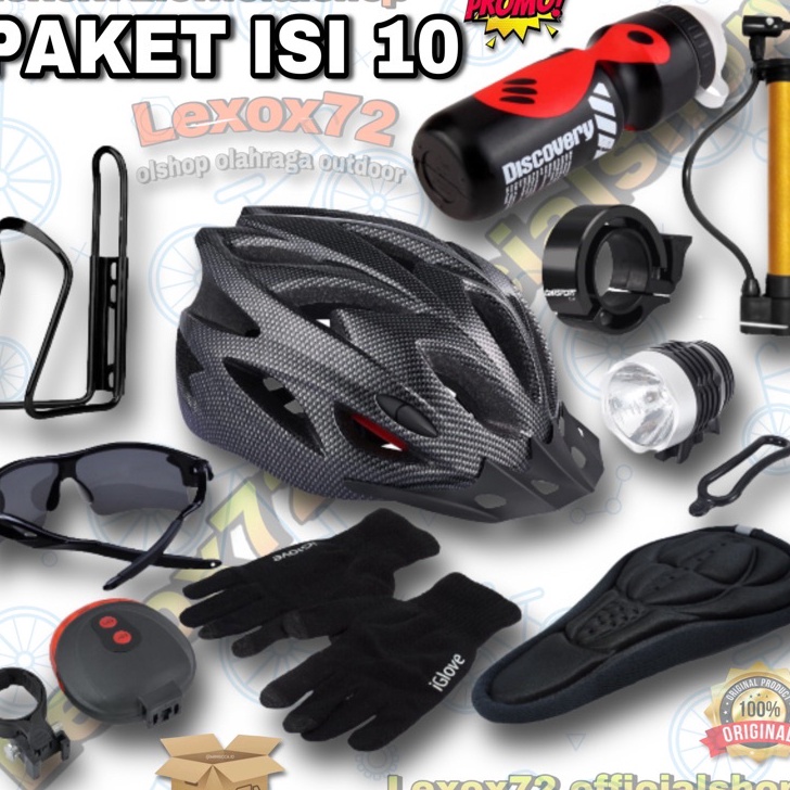 Paket Bersepeda lengkap  Helm Sepeda MTB taffsport  aksesoris sepeda isi 1pcs barang
