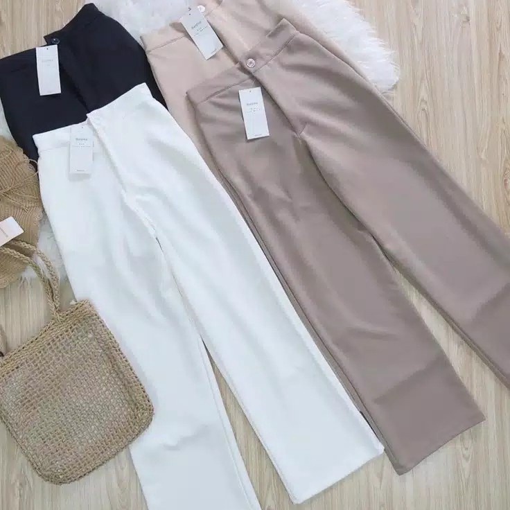 FWR  Kulot Scuba Wanita Highwaist kancing depan 2159  Kulot Scuba Jumbo premium