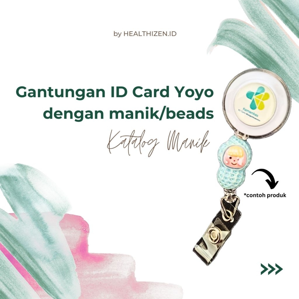 

Yoyo ID Card Gantungan Nametag Dengan Beads / Manik / Mote / Mute/ badge reel with beads