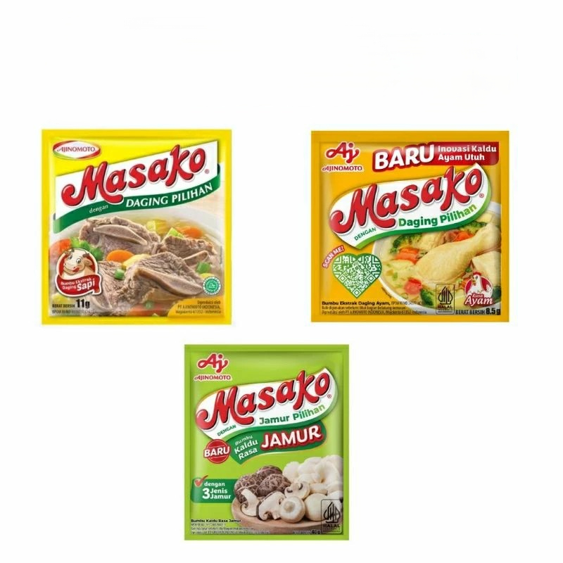 

MASAKO kaldu Ayam Kaldu Sapi Kaldu jamur Kemasan 8,5gr 10gr Rencengan 12pcs