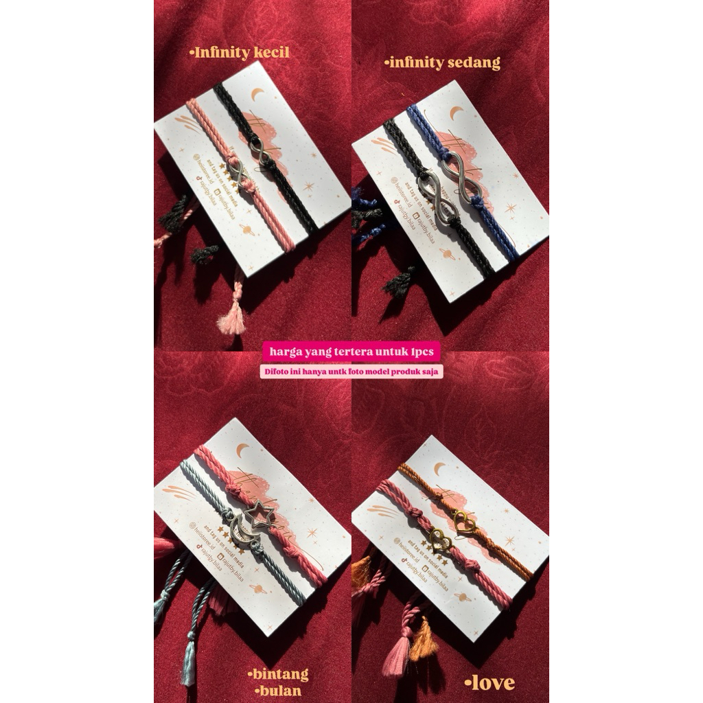 Gelang tali Infinity Couple Bracelet  Bintang star / Gelang bulan / gelang bulan / Gelang love brace