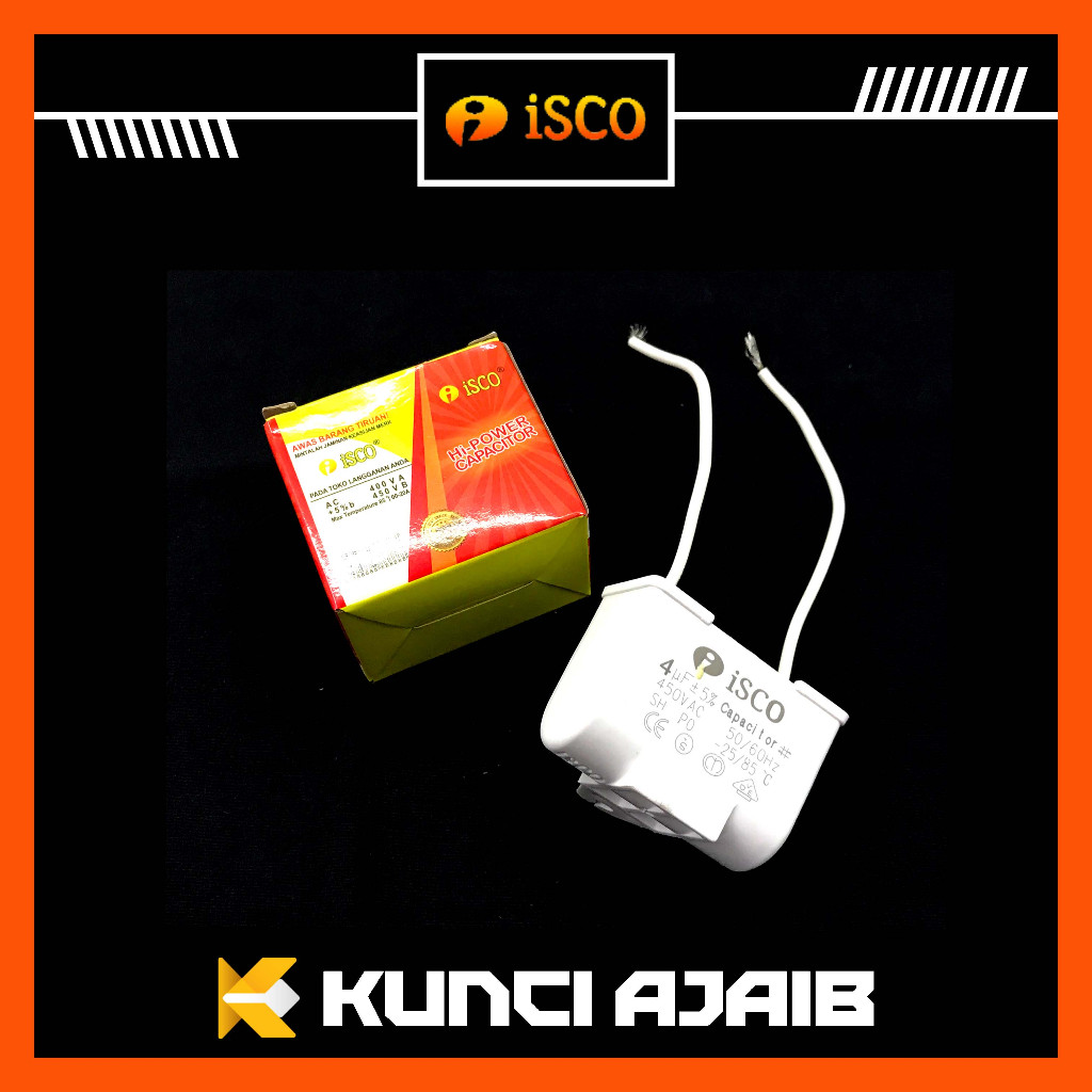 ISCO Kapasitor KOTAK 1.5 2 4 6 uf 450V Pompa Air Capasitor Kipas Angin