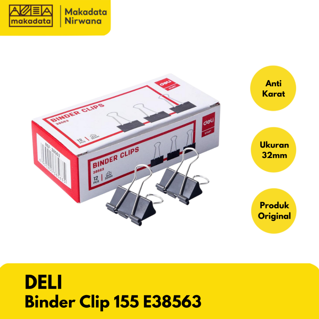 

DELI BINDER CLIP/KLIP KERTAS E38563 NO 155 (1 PACK)