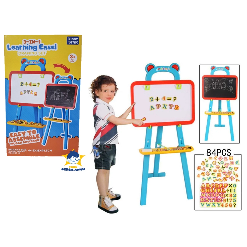 

KIDDY STAR Papan Tulis Anak Learning Easel 3 in 1 Mainan Edukasi