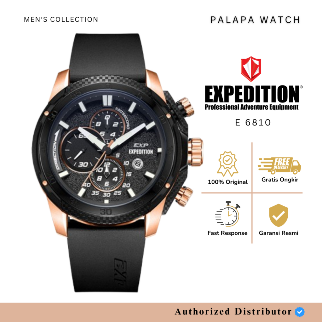 Jam Tangan Pria Expedition EXP 6810 / E6810 / 6810 Rubber Original Garansi 1 Tahun