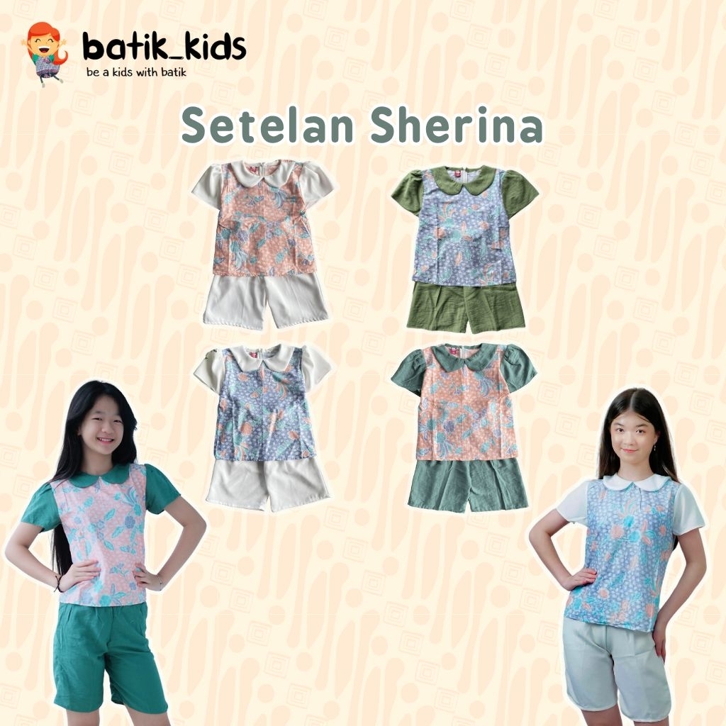 BATIK KIDS Setelan Batik Anak Sherina Set Cantik Lucu Bawahan Celana Katun Halus Nyaman