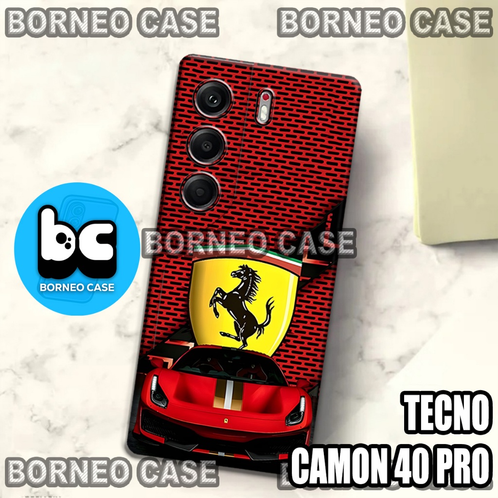 (BC20)  SOFTCASE Procamera Terbaru  Untuk HP TECNO CAMON 40 PRO | MOTIF MOBIL FERRARI | Case TECNO C