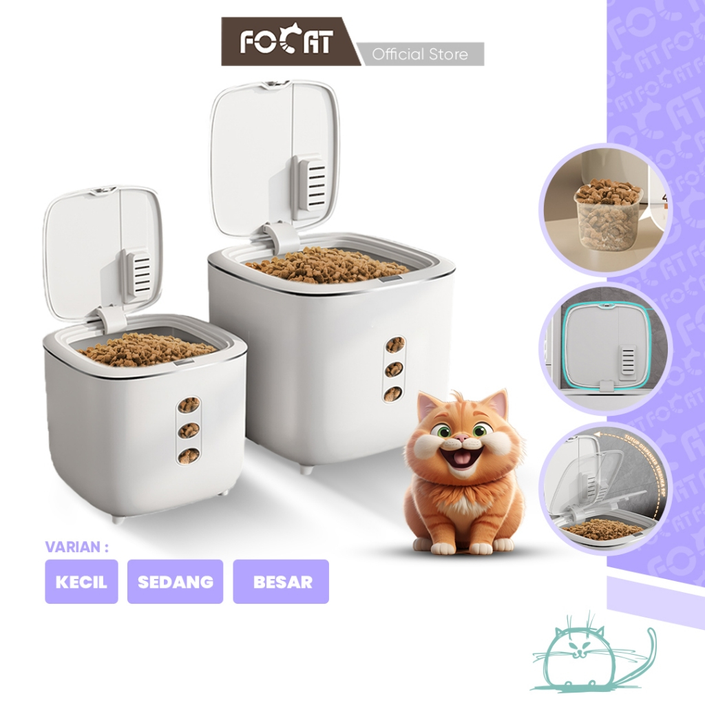 FOCAT Tempat Penyimpanan Makanan Kering E60-E62 Pet Food Storage / Dispenser Makan Hewan Peliharaan