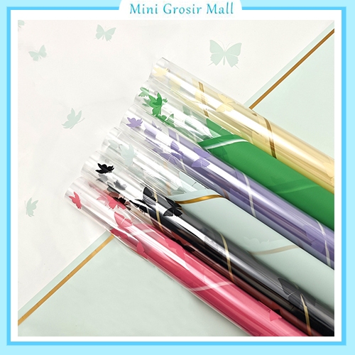

20 Lembar Kertas Buket Bunga motif Kupu Kupu Transparan Flower Wrapping Paper Cellophane KB6125