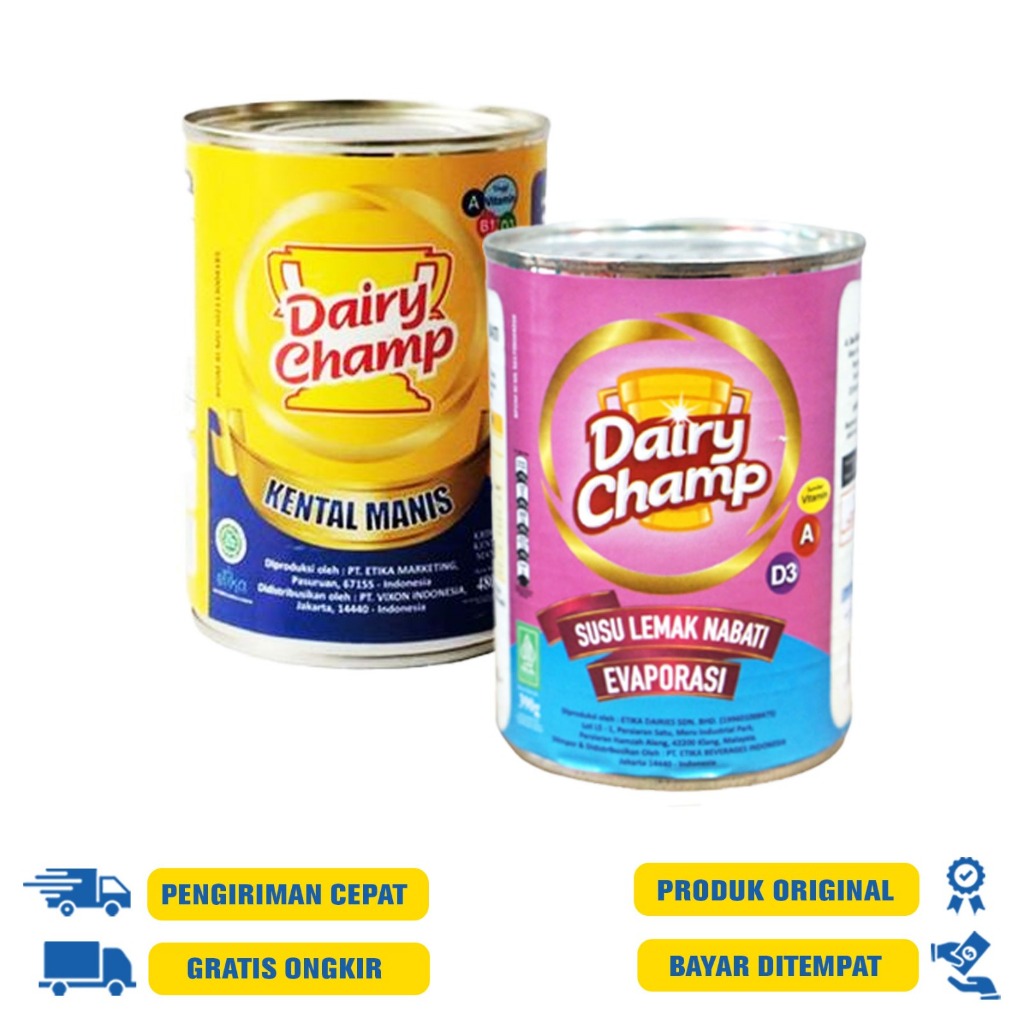 

Dairy Champ Susu Kremer Kental Manis 480 G.R | Evaporasi 390 G.R