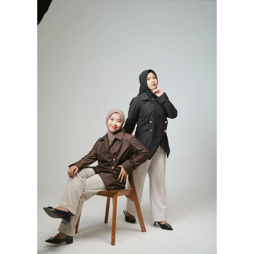 Cloudythoughts | Blazer Kemeja Wanita Hijab - Outer Casual Formal Elegan