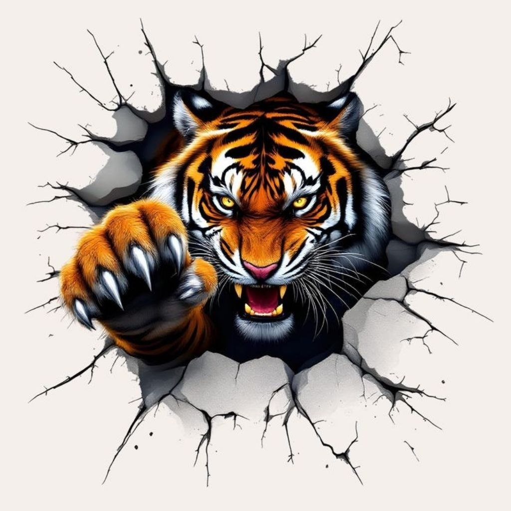 

stiker 3D, harimau keren, stiker print sudah cutting, size 15 x 20 cm, anti air