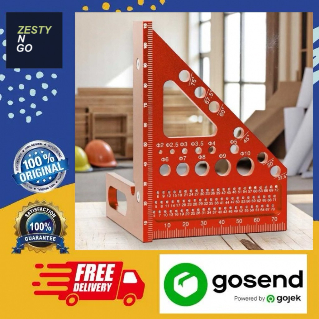 

GDART Penggaris Siku Multifungsi 3D Woodworking Ruler Hole Marking - GD3