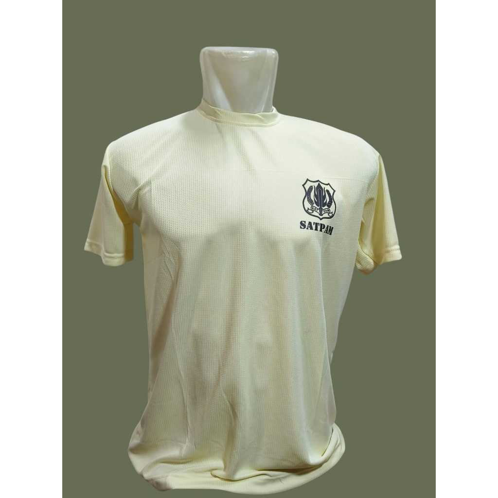 Kaos Dryfit Satpam  Logo Kecil Cream - Oblong Satpam Dryfit Logo