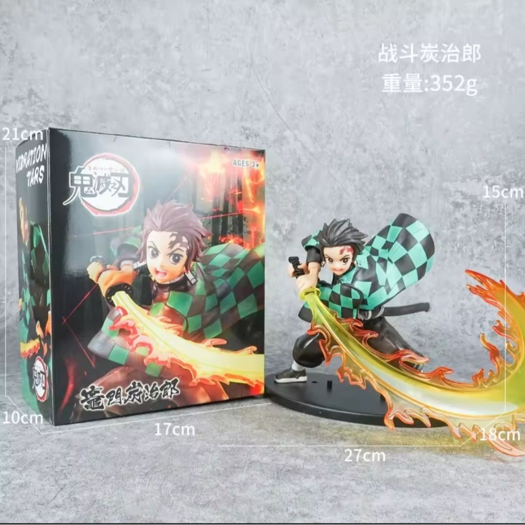 tanjiro kamado efek pedang kimetsu no yaiba demon slayer figure pvc