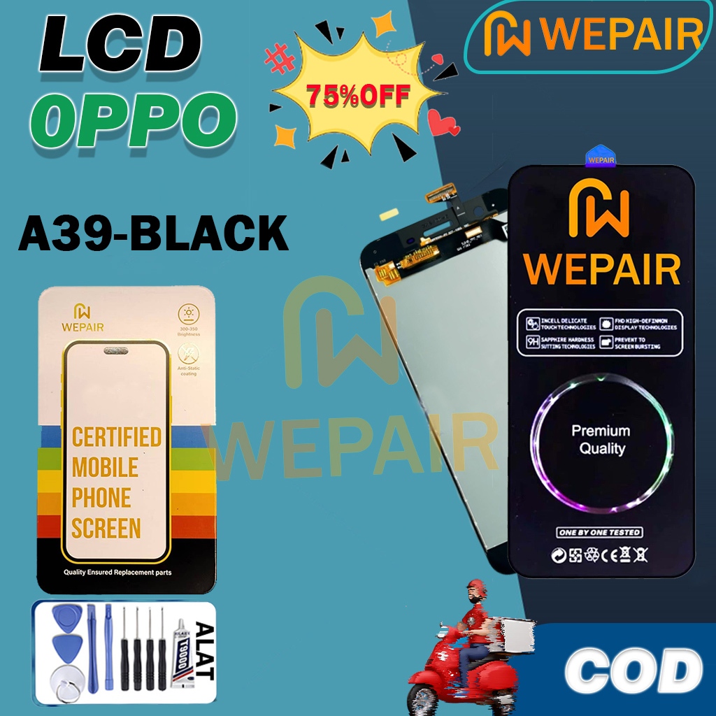 Layar LCD HP Ori OPPO A39 BIACK WEPAIR LCD Fullset Original 100% +Bebas Toolkit untuk Perbaik+Garans