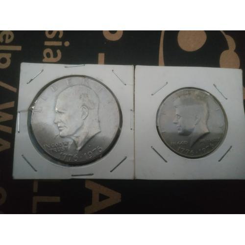 Koin Koleksi Edisi Bicentennial USA (Half Dollar dan One Dollar) JF Kennedy dan D. Eisenhower