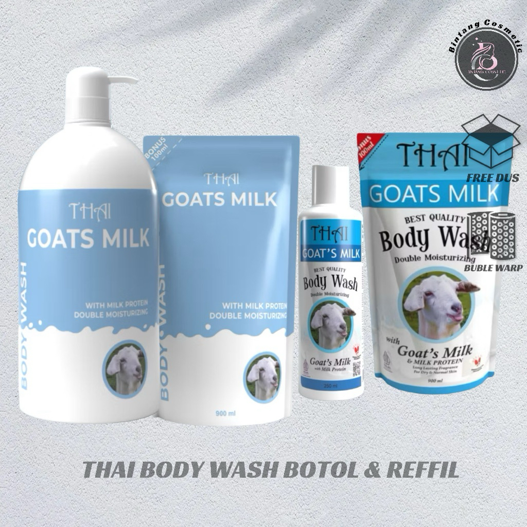 Thai Goat Milk Brightening Body Wash Botol , Sabun Mandi Susu Kambing Thai