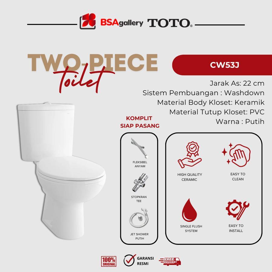 PAKET KOMPLIT KLOSET DUDUK TOTO CW53 BONUS JET SHOWER ORIGINAL / MONOBLOK TOTO / CLOSET ORI CW 53