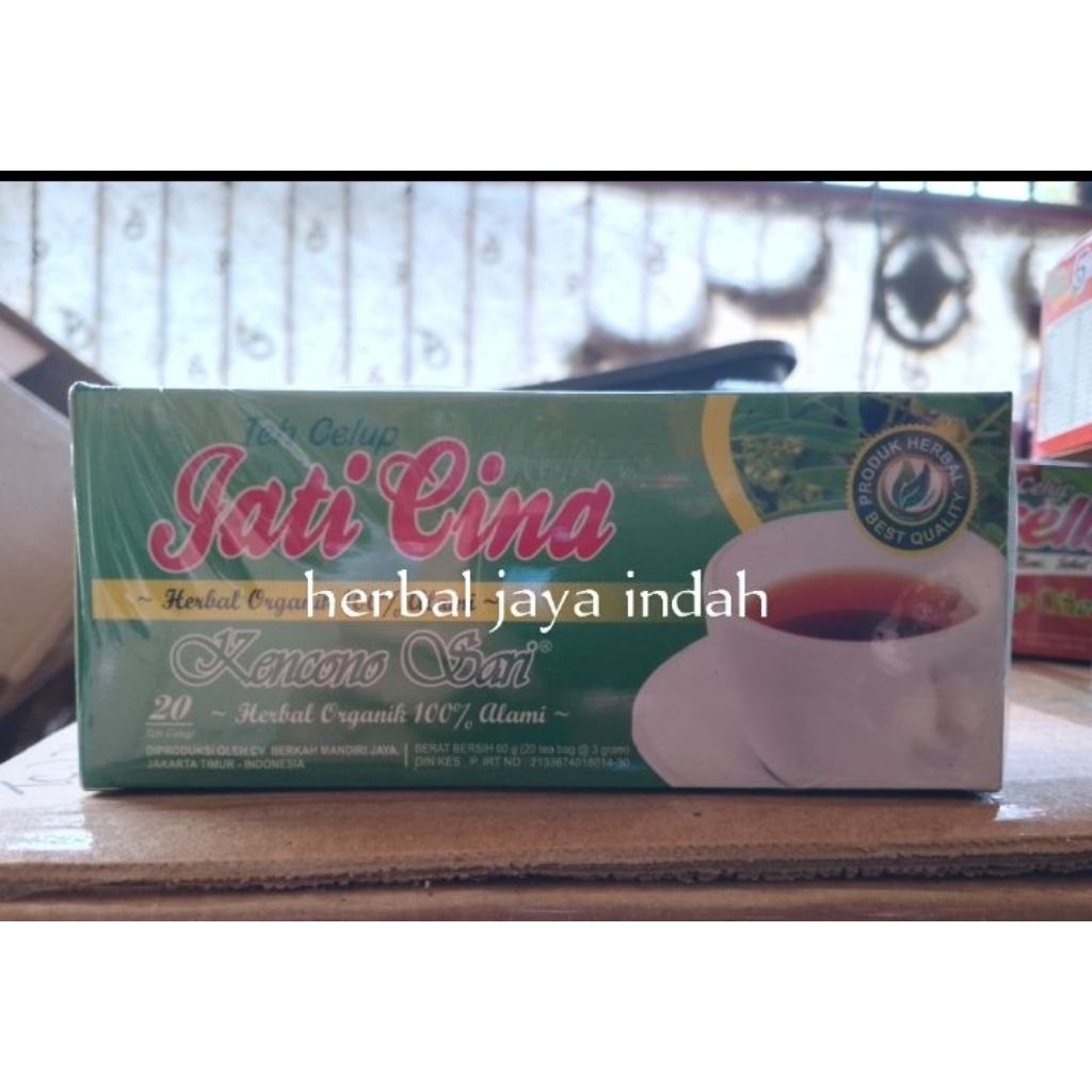 

teh celup daun jati Cina Kencono sari. teh herbal daun jati cina