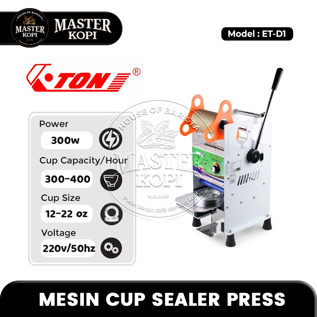 Mesin Cup Sealer Alat Press Gelas 12 - 22 oz Minuman Segel Jus Manual ETON D1 ET-D1 (1 box)