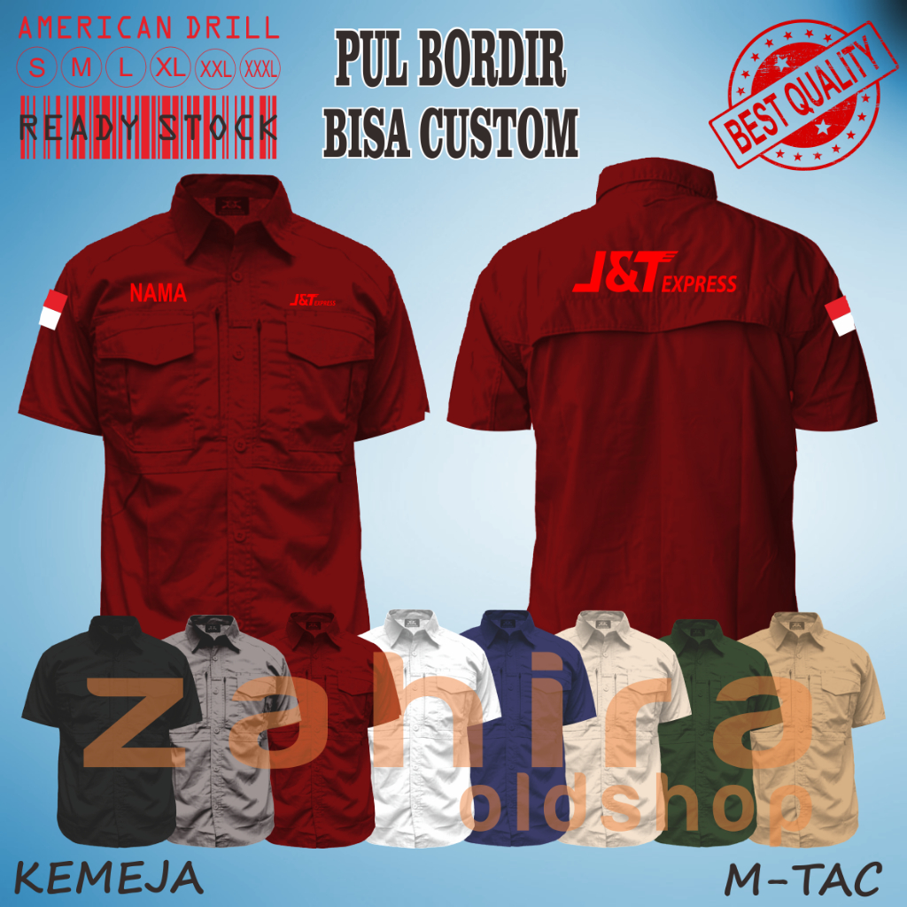 Kemeja M-tac Kemeja Lapangan Kemeja Lengan Panjang Full Bordir JNT EKPRESS
