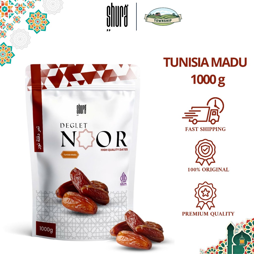 

Shura Kurma Tunisia 1 kg Deglet Noor Kemasan Pouch Premium Original High Quality