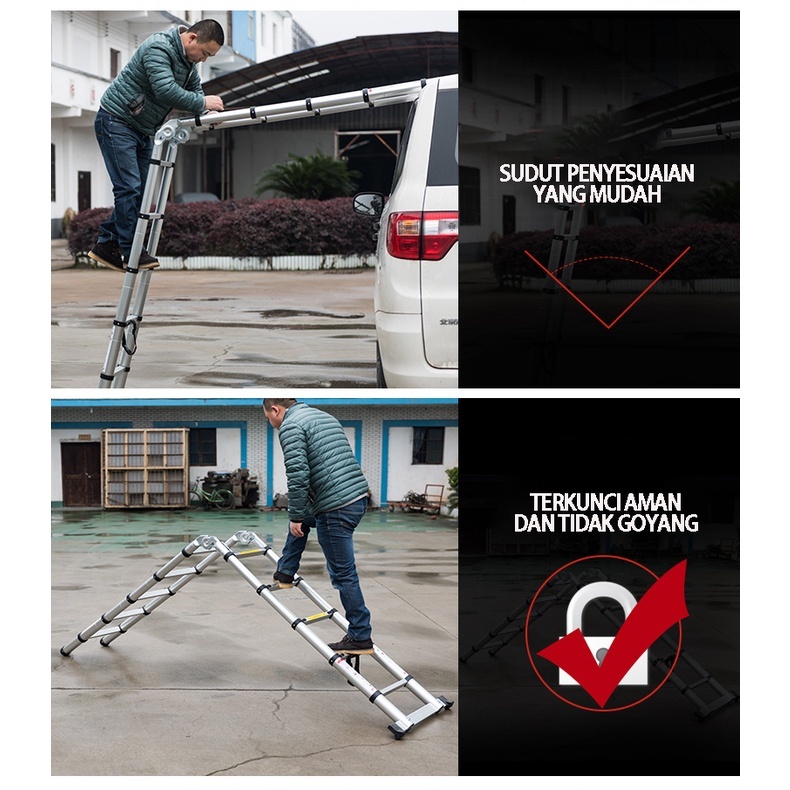 Shp1 Tangga Teleskopik Aluminium Tangga Teleskopik Multifungsi Turun Lembut Anti Bentrok 3.4M 4.2M