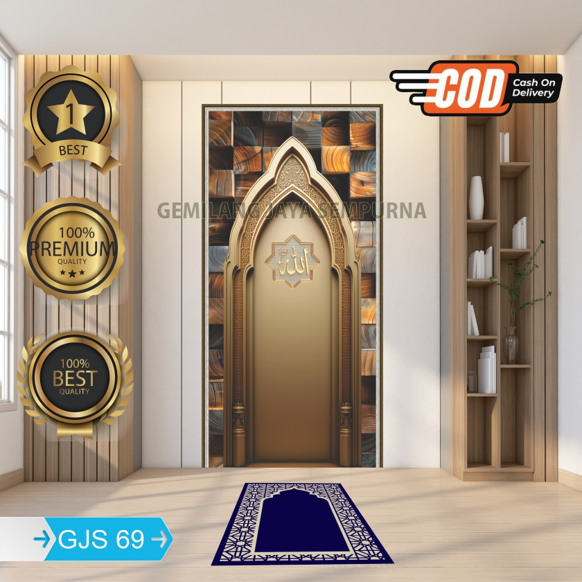 Stiker Dekorasi Musholla Abstrak / Mihrab Marmer 3d Dekorasi dinding ruang Musholla Rumah, Kantor