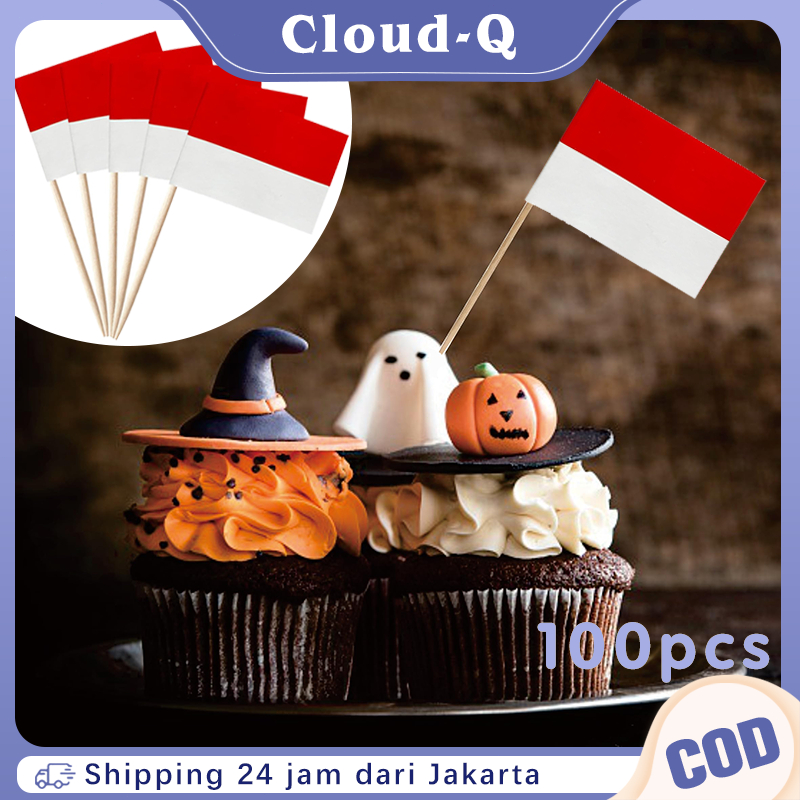 Tusuk Gigi Bendera Topper Makanan 100pcs Tusuk Gigi Bendera Indonesia