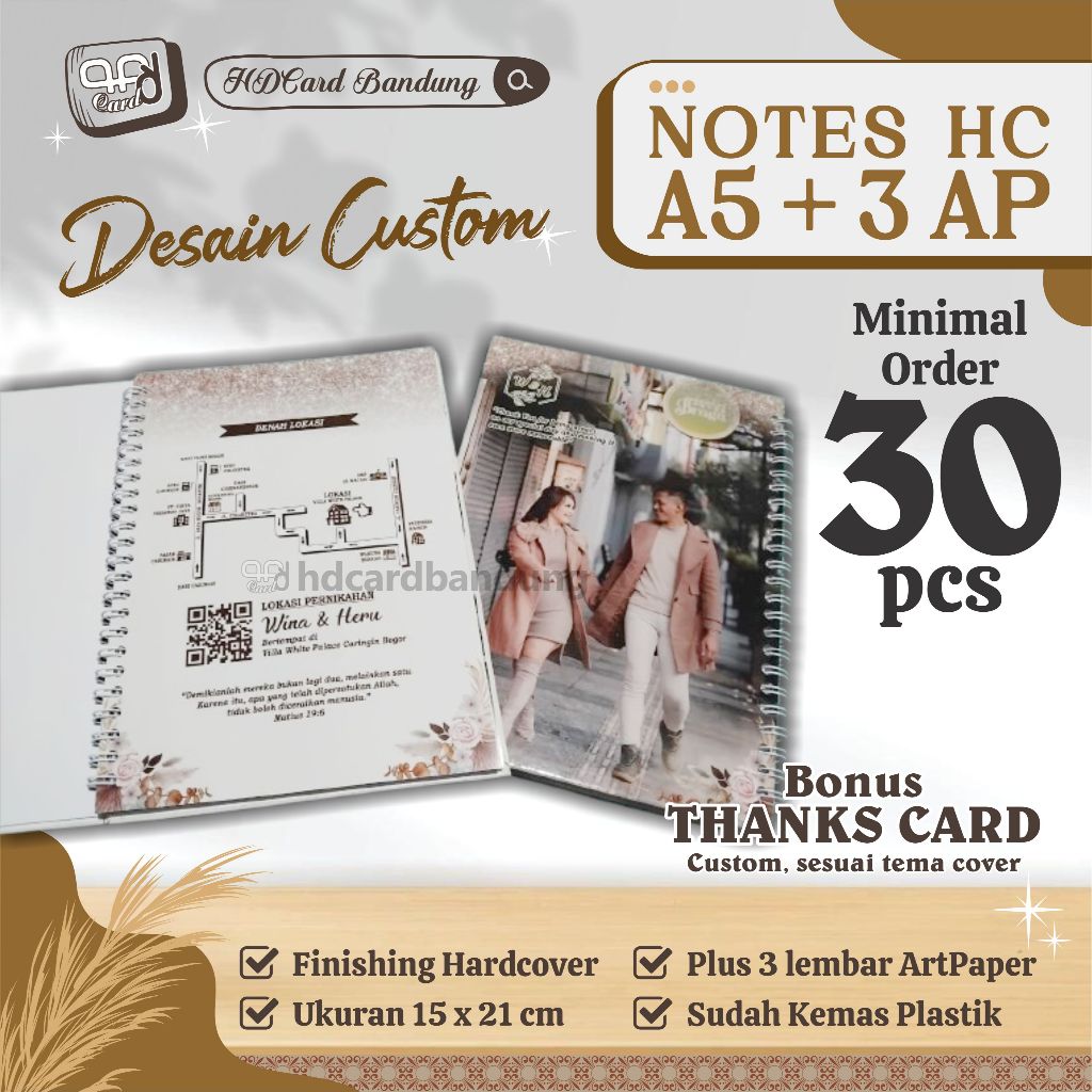 

[HC A5] Notes Hardcover A5 Undangan Notebook Custom Undangan Pernikahan, Khitanan dll