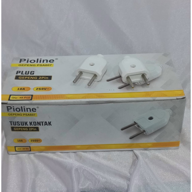 STEKER GEPENG PIOLINE PSA607 / Colokan Gepeng Soket Kuningan 2 Pin 250V