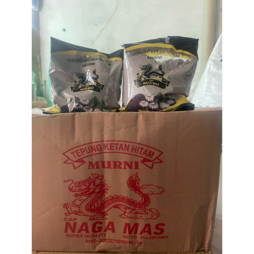 

Tepung Ketan Hitam Murni Cap Naga Mas 250 Gram