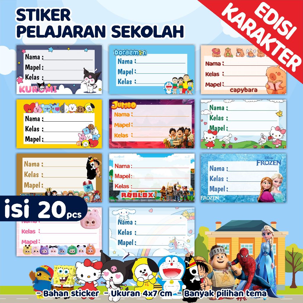 

Isi 20 Stiker Mapel Karakter - Label Buku Pelajaran Sekolah - Stiker mata pelajaran