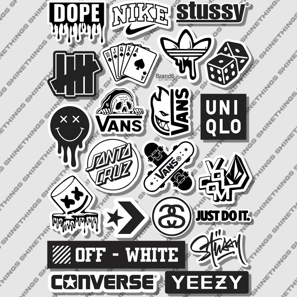 

Sticker pack Black White Aesthetic brand adidas converse off white || stiker helm anti air