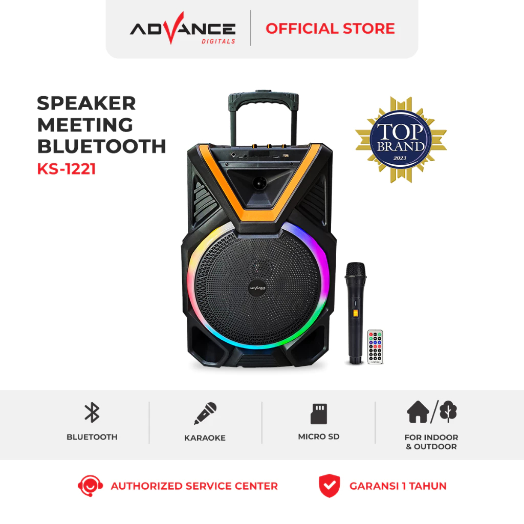 【COD】Advance Speaker Bluetooth Portable Karaoke 12 Inch Speaker Besar / FREE 1 Microphone Wireless