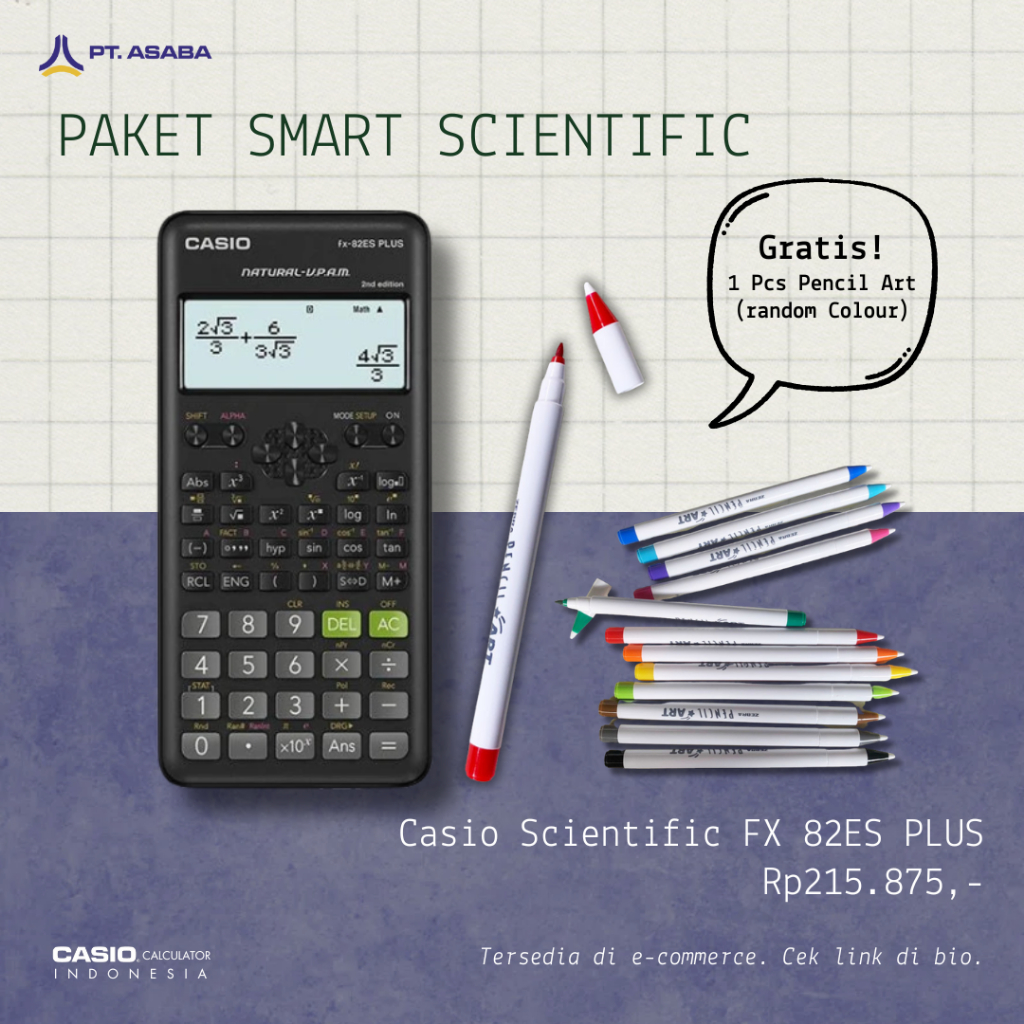 

Asaba Bandung - CASIO FX-82ESPLUS BK - 2nd edition - Kalkulator Sekolah Kuliah - Scientific Saintifik - 252 fungsi