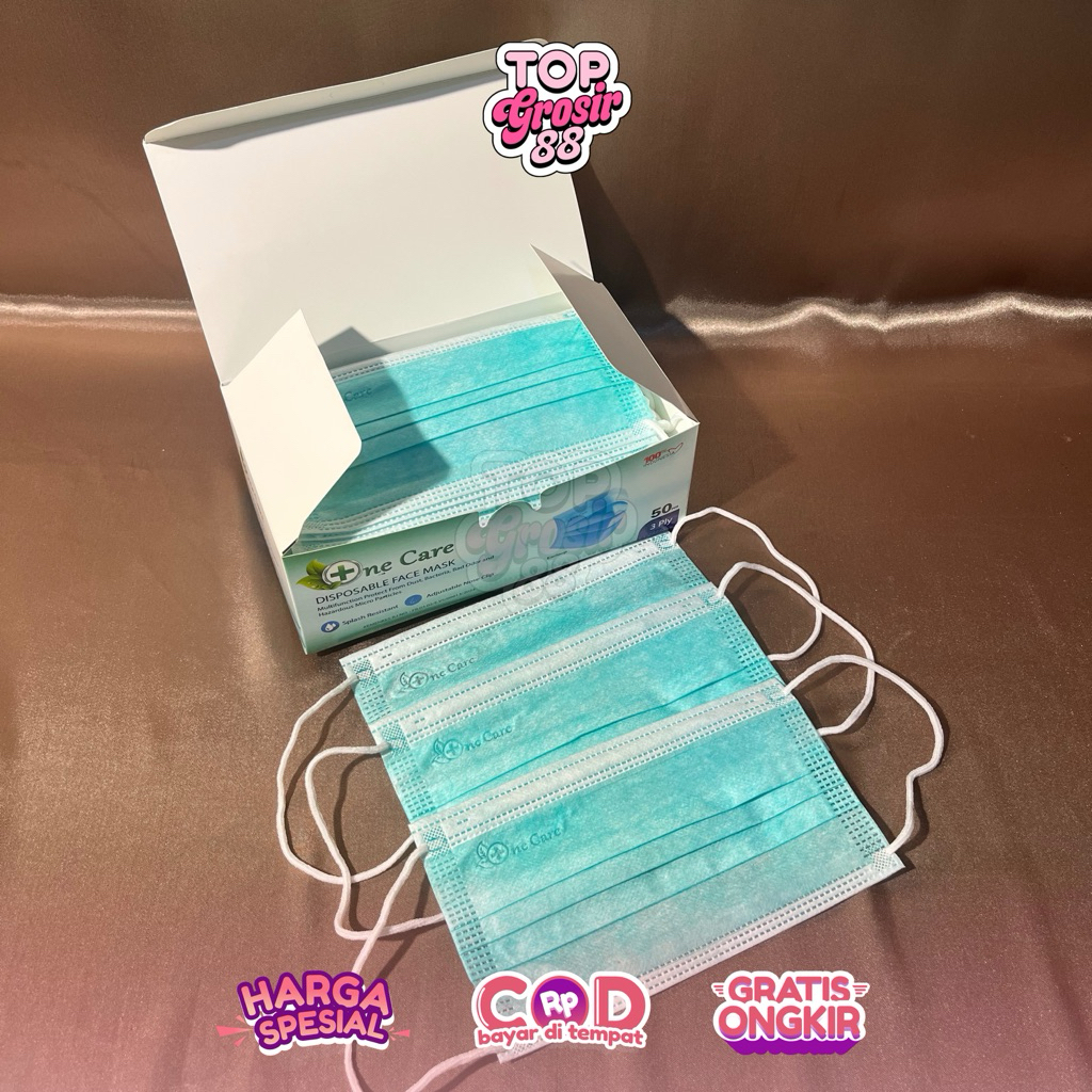Masker Earloop 3 Ply Hijau OneCare Embos