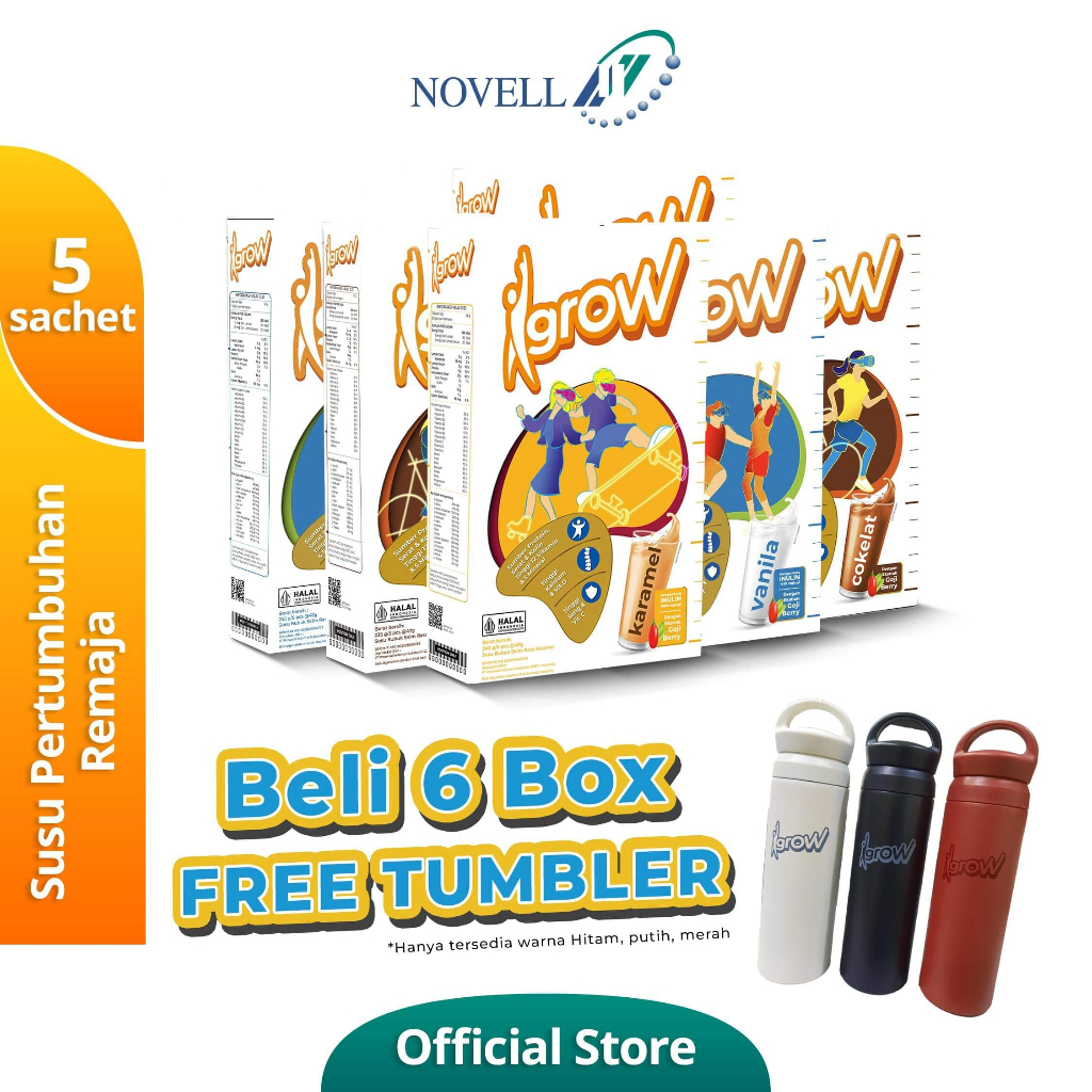 

Igrow Susu Remaja Tinggi Kalsium dan Protein + Gratis Stainless Tumbler *Pembelian 6 Box