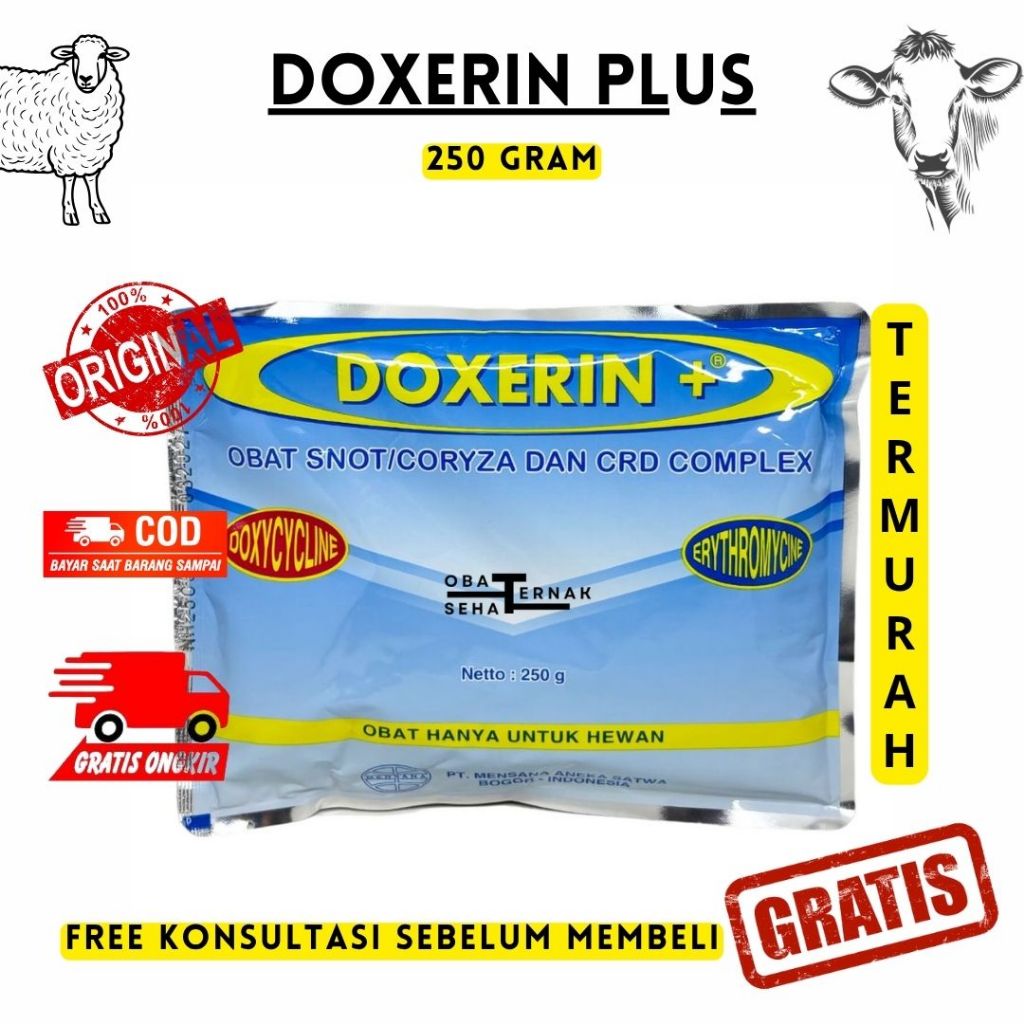 DOXERIN PLUS 250 GRAM - Mensana - Obat Unggas Ayam Snot Coryza CRD Pernafasan Complex