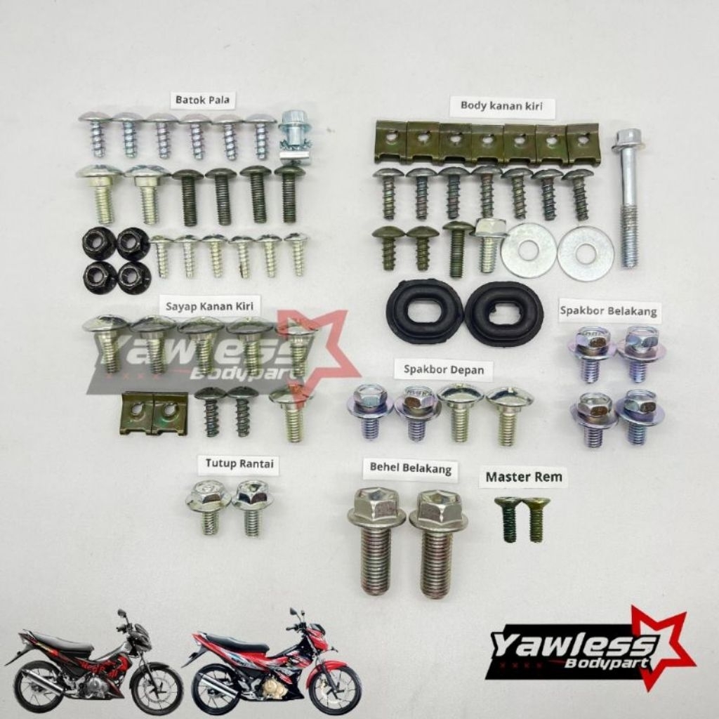 baut FULLSET   Satria Fu 150 terlengkap / baut body satria Fu 150cc terlengkap