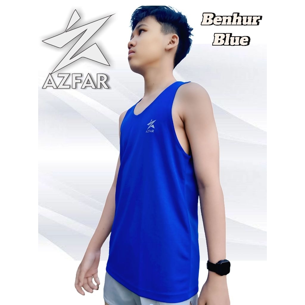Singlet Running Mono Tone Style 01 / Singlet polos Biru Benhur / Singlet Running Marathon / Singlet 
