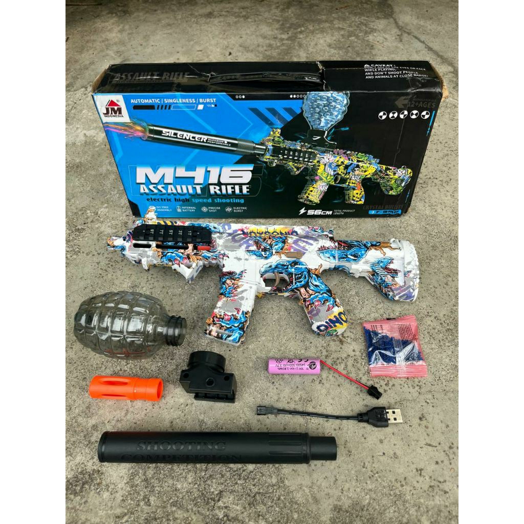 Mainan M416 Mini Diy Water Gel Blaster Gun Automatic Best Quality Mainan Anak Luar Ruangan Batrai 7.