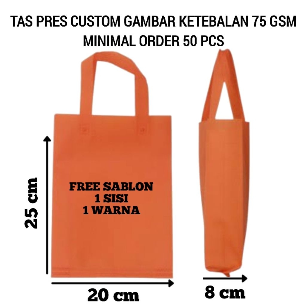 

tas sablon custom ukuran 20×25×8 ketebalan 75 gsm tas serbaguna