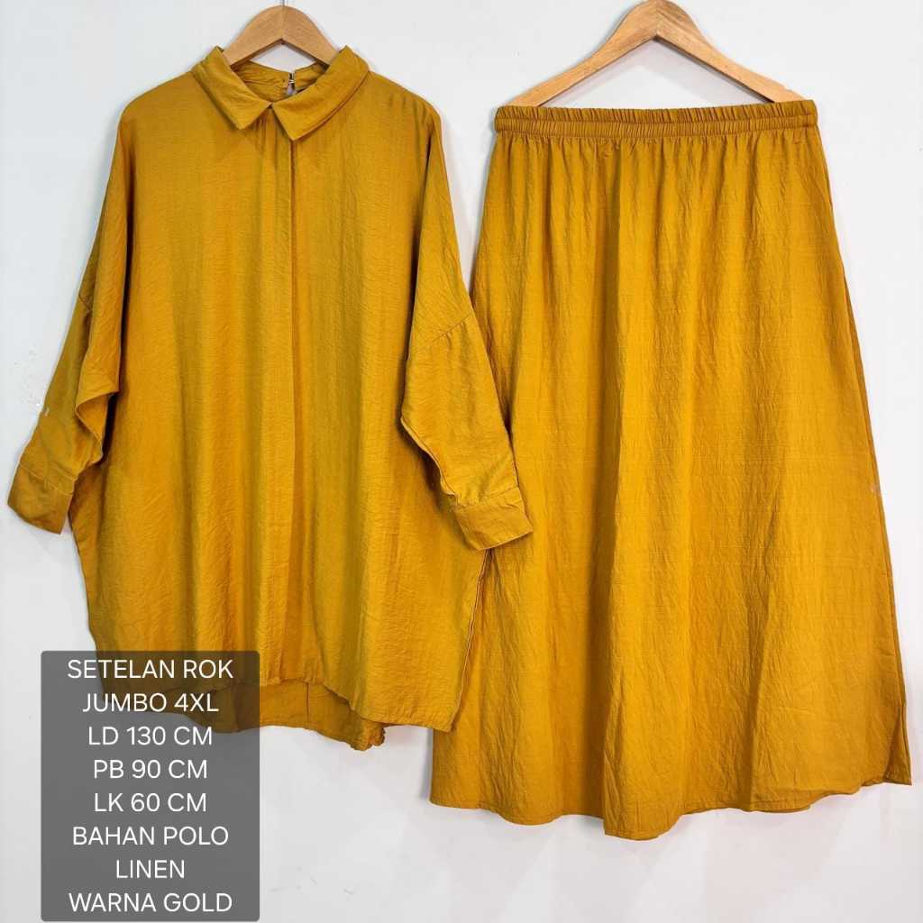 Setelan Rok Jumbo Wanita Ld 130 Cm Model Polos Kekinian