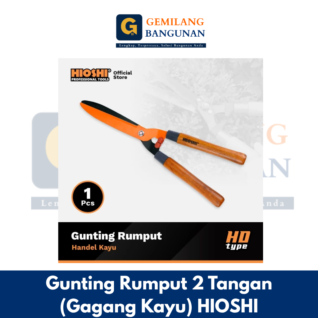 Gunting Rumput HIOSHI / Gunting Rumput 2 tangan / Gunting Pagar / Tanaman / Kebun / Baja / Gagang Ka
